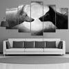 HD Print 5 pcs Black & White Wolf Canvas Wall Art - Wolves Landing
