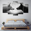 HD Print 5 pcs Black & White Wolf Canvas Wall Art - Wolves Landing