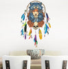 Indian Wolf Headdress Full Color Girl Wall Stickers Wall - Wolves Landing