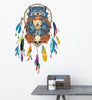 Indian Wolf Headdress Full Color Girl Wall Stickers Wall - Wolves Landing