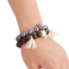 Unique Wolf Head Black Matte Onyx Beads Charm Bracelets for Men - Wolves Landing