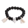 Unique Wolf Head Black Matte Onyx Beads Charm Bracelets for Men - Wolves Landing