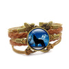Howling Wolf Moon Vintage Leather Bracelet - Wolves Landing