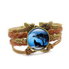 Howling Wolf Moon Vintage Leather Bracelet - Wolves Landing