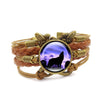 Howling Wolf Moon Vintage Leather Bracelet - Wolves Landing