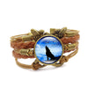 Howling Wolf Moon Vintage Leather Bracelet - Wolves Landing